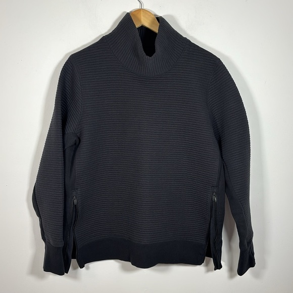 All in Motion Black High Neck Sweater XXL Zip Side Ribbed Sweatshirt Warm Comfy - Picture 4 of 7